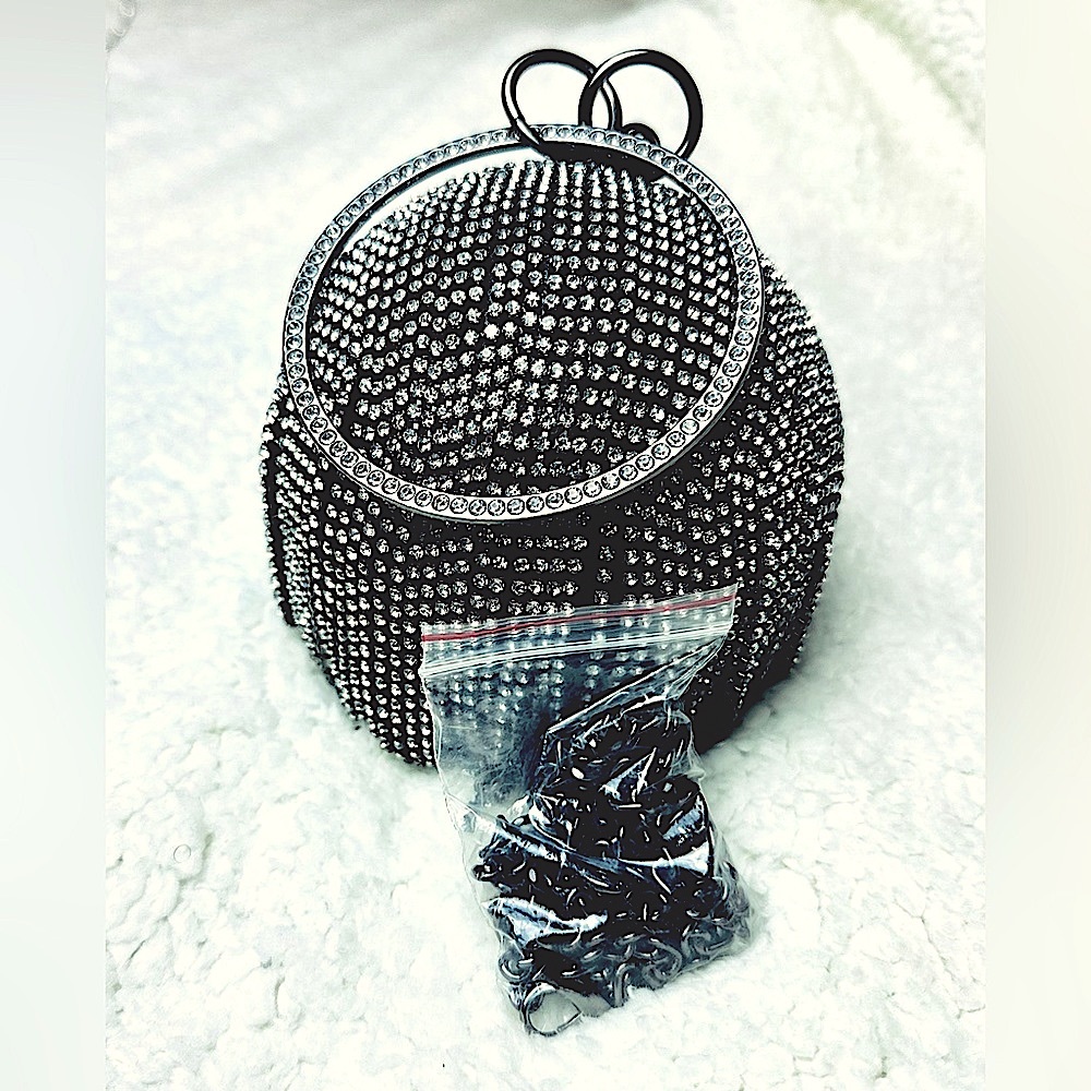 Round Rhinestone Ball Clutch Purse - Picture 4 of 6